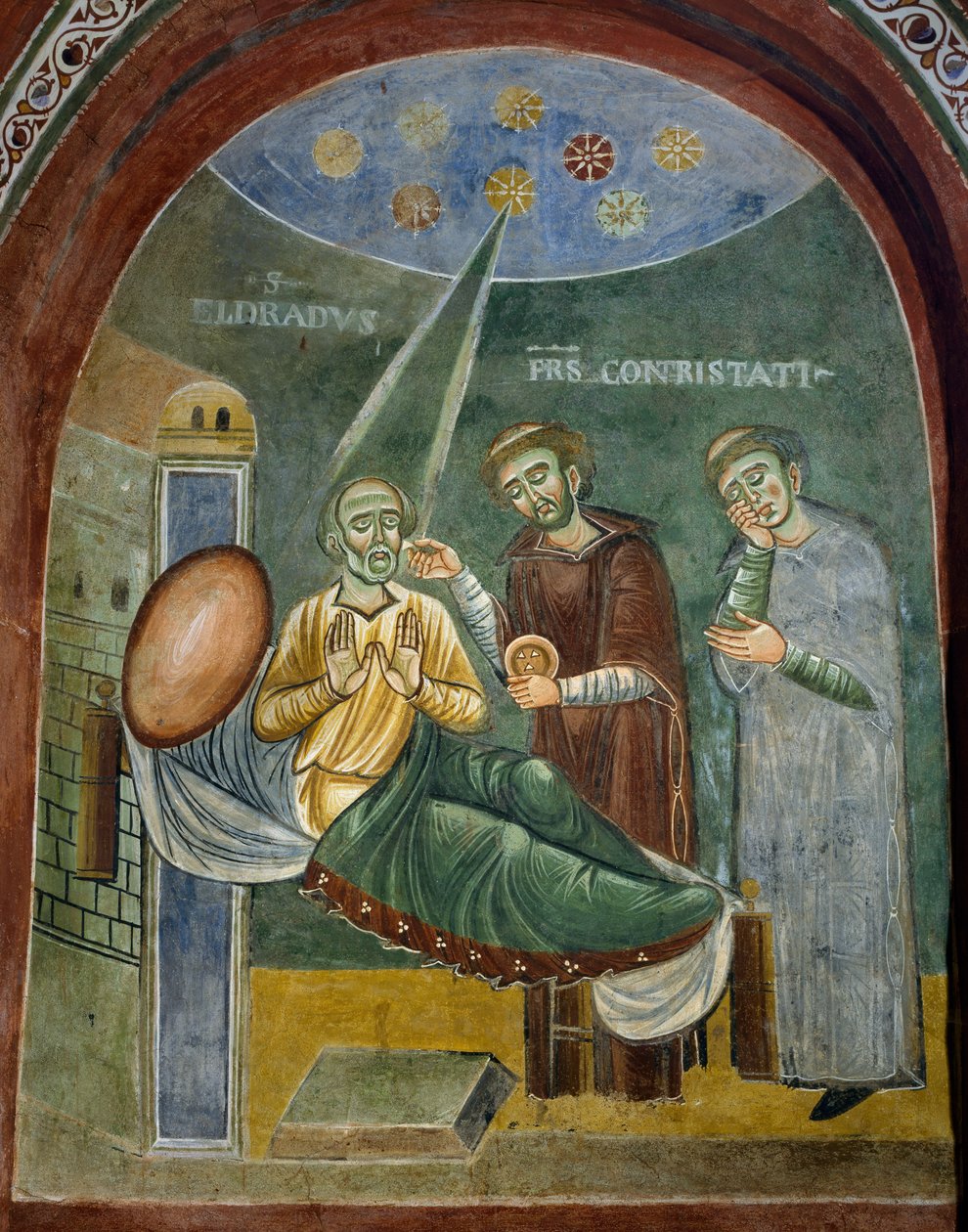 Der sterbende Heilige Eldrad empfängt die Eucharistie (Detail) von Byzantine