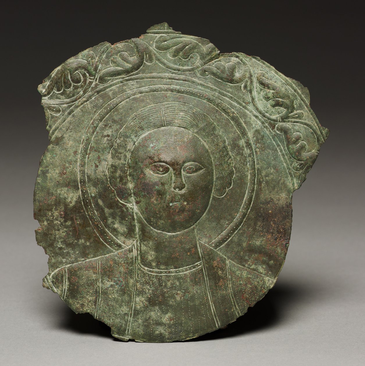 Türplakette mit dem Kopf eines Heiligen, 500er Jahre von Byzantine School