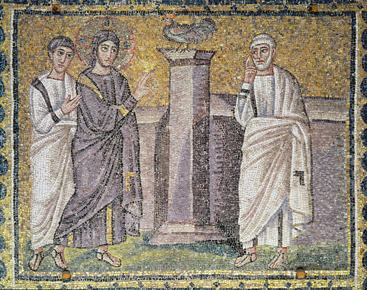 Jesus sagt die Verleugnung des Petrus voraus, Szenen aus dem Leben Christi von Byzantine School