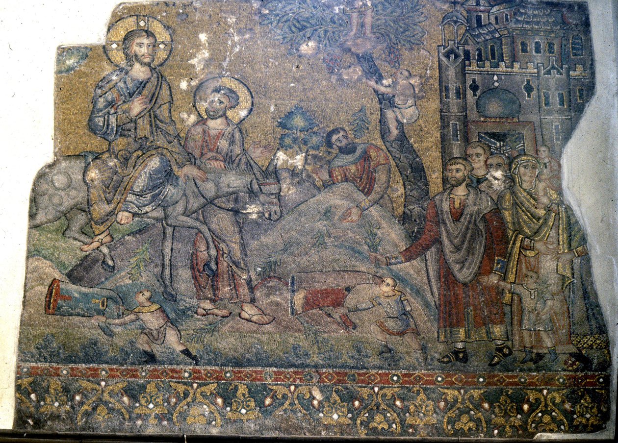 Jesus zieht am Palmsonntag in Jerusalem ein, Geburtskirche, Bethlehem von Byzantine School