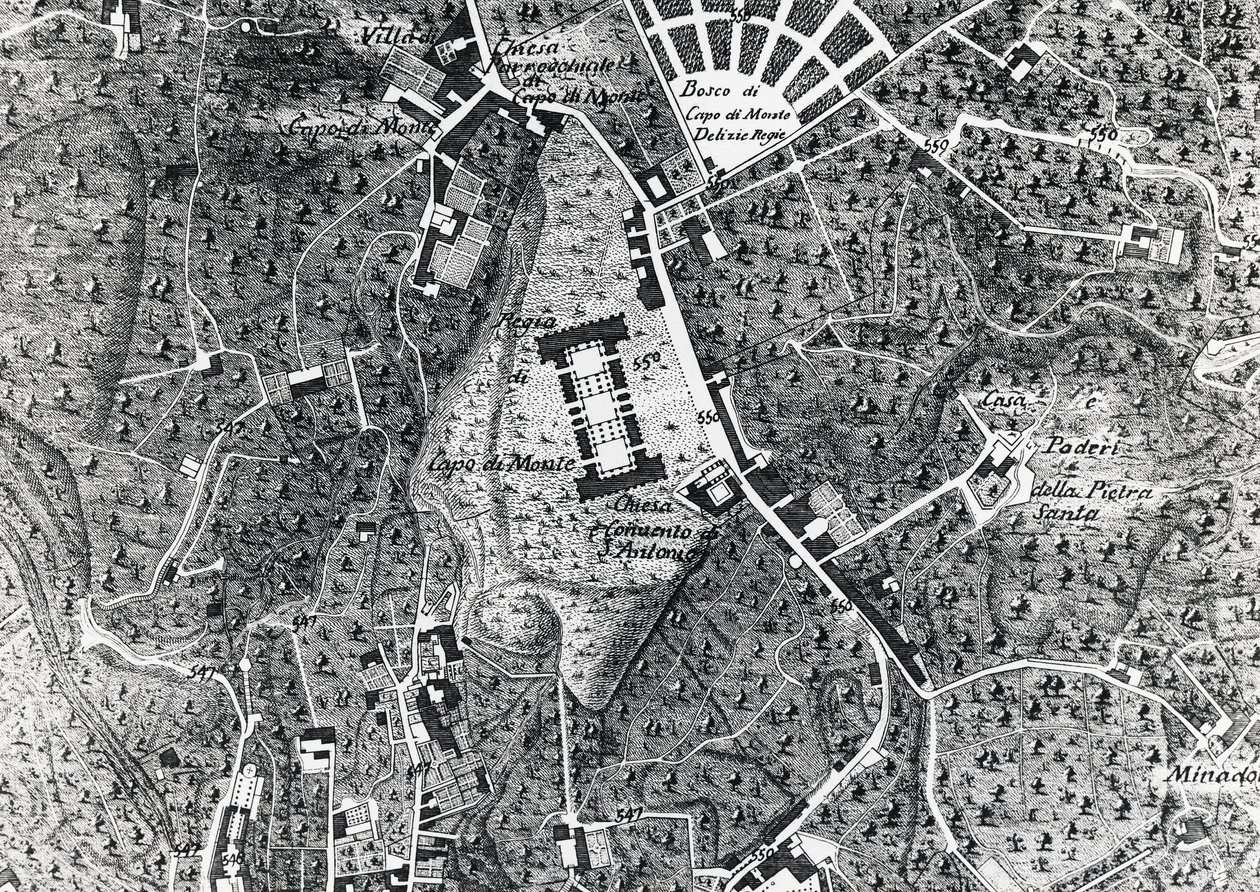 Stadtplan von Neapel mit Capodimonte, Detail aus der Karte des Herzogs von Noja von J.B. and Brown J. Rowbotham
