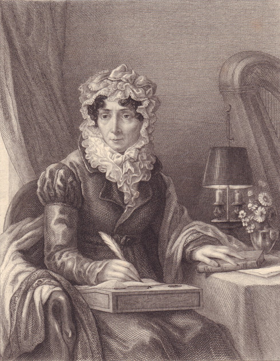 Porträt der französischen Schriftstellerin Stephanie-Felicite Ducrest de Saint Aubin, Madame de Genlis (1746-1830) (Stich) von J.B. and Brown J. Rowbotham