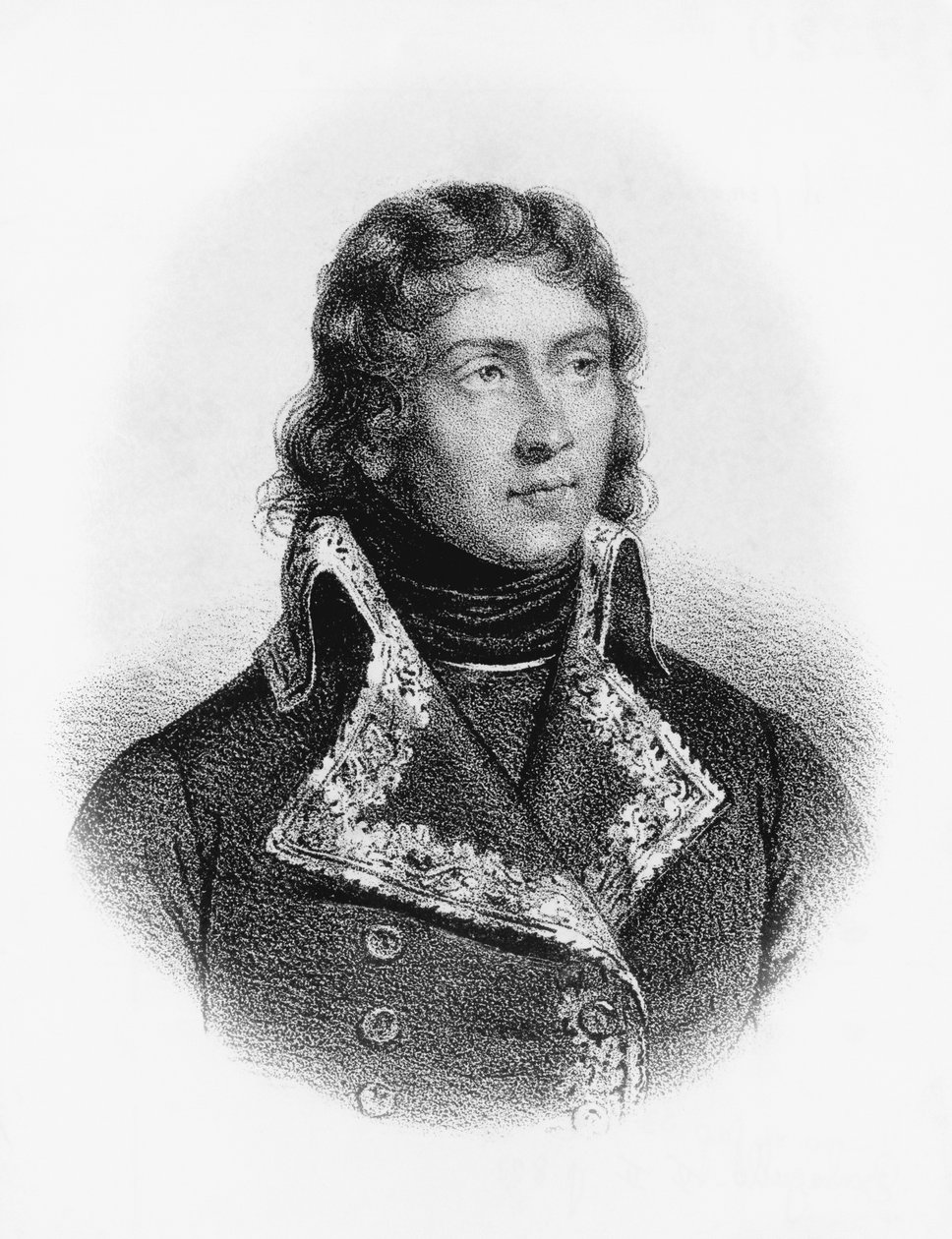 Porträt von Louis-Charles-Antoine Desaix de Veygoux (1768-1800), französischer Militärheld, der die Streitkräfte in den deutschen, ägyptischen und italienischen Feldzügen der Französischen Revolutionskriege führte, Gravur von J.B. and Brown J. Rowbotham
