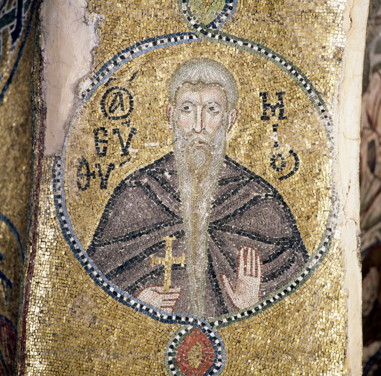 Heiliger, Mosaik im Katholikon (Hauptkirche) des Klosters Nea Moni (Unesco-Welterbeliste) von J.B. and Brown J. Rowbotham