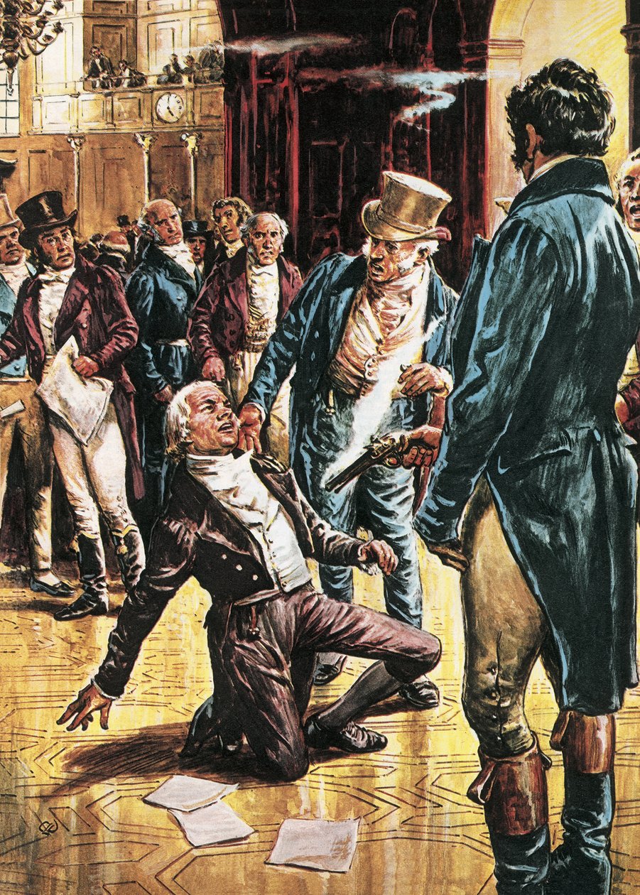 Spencer Perceval wird von John Bellingham im Unterhaus ermordet von C.L. Doughty