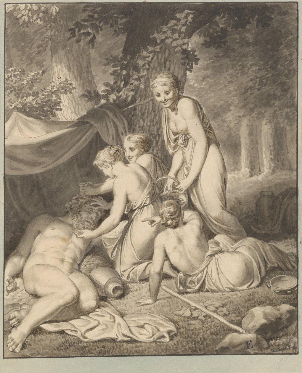 Der schlafende Silen wird von Bacchantinnen geweckt von Christoffer Wilhelm Eckersberg