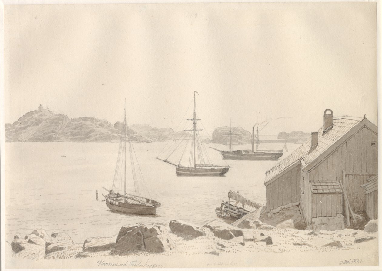Hafen von Frederiksværn bei Larviksfjorden, Norwegen von Christoffer Wilhelm Eckersberg