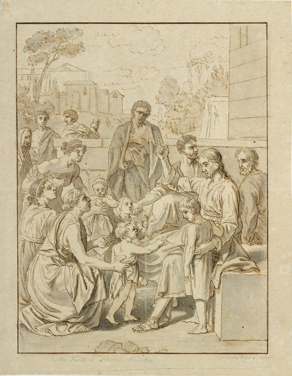 Christus lässt die kleinen Kinder zu sich kommen von Christoffer Wilhelm Eckersberg