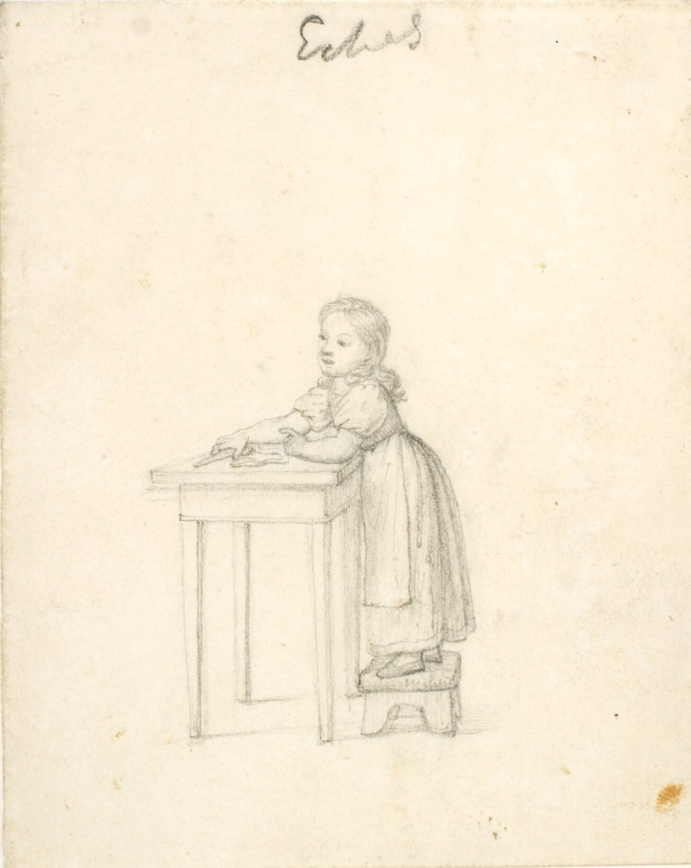 Kleines Mädchen stehend auf einem Schemel an einem Tisch von Christoffer Wilhelm Eckersberg