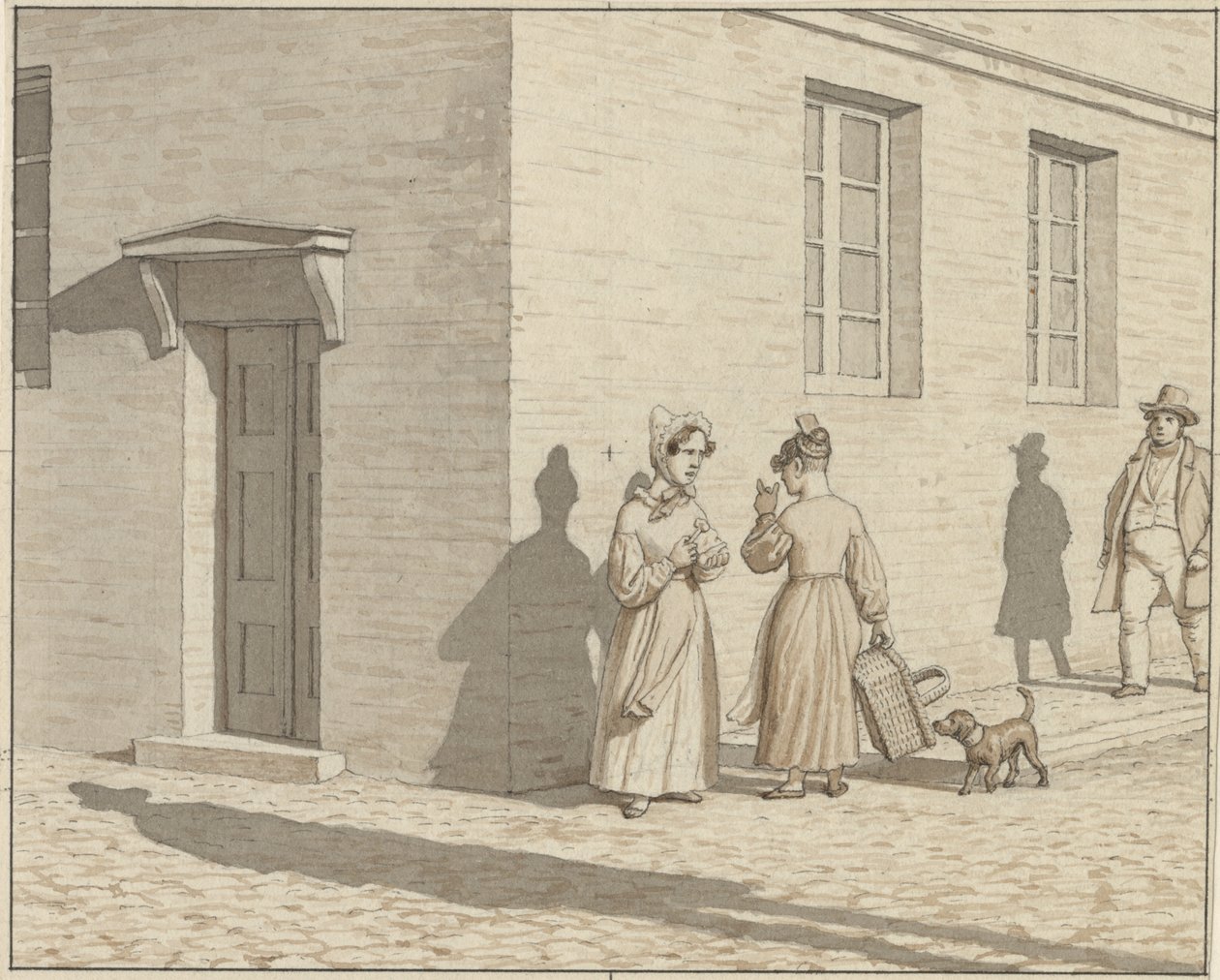 Linearperspektive in der Malerei angewendet - Tafel VII, 1 - Begegnung an einer Straßenecke von Christoffer Wilhelm Eckersberg