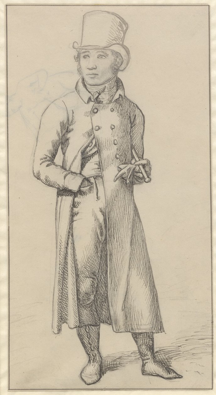 Porträt eines stehenden Mannes mit einem Stock unter dem linken Arm von Christoffer Wilhelm Eckersberg