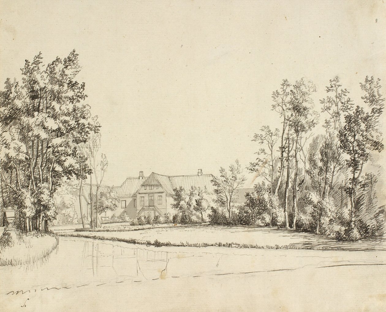 Sanderumgaard vom Garten aus gesehen von Christoffer Wilhelm Eckersberg