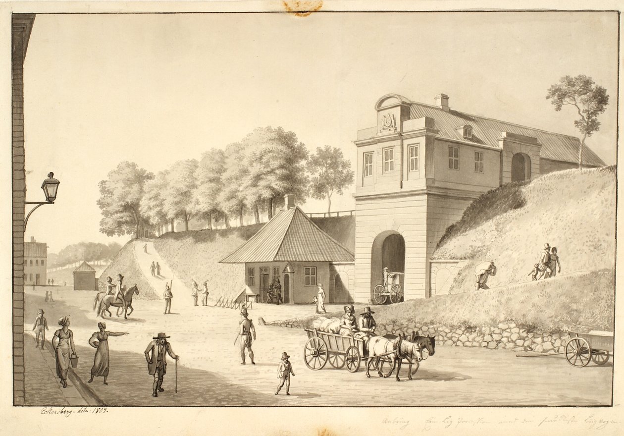 Aussicht entlang des Walls in Richtung Nørreport, von innen gesehen von Christoffer Wilhelm Eckersberg