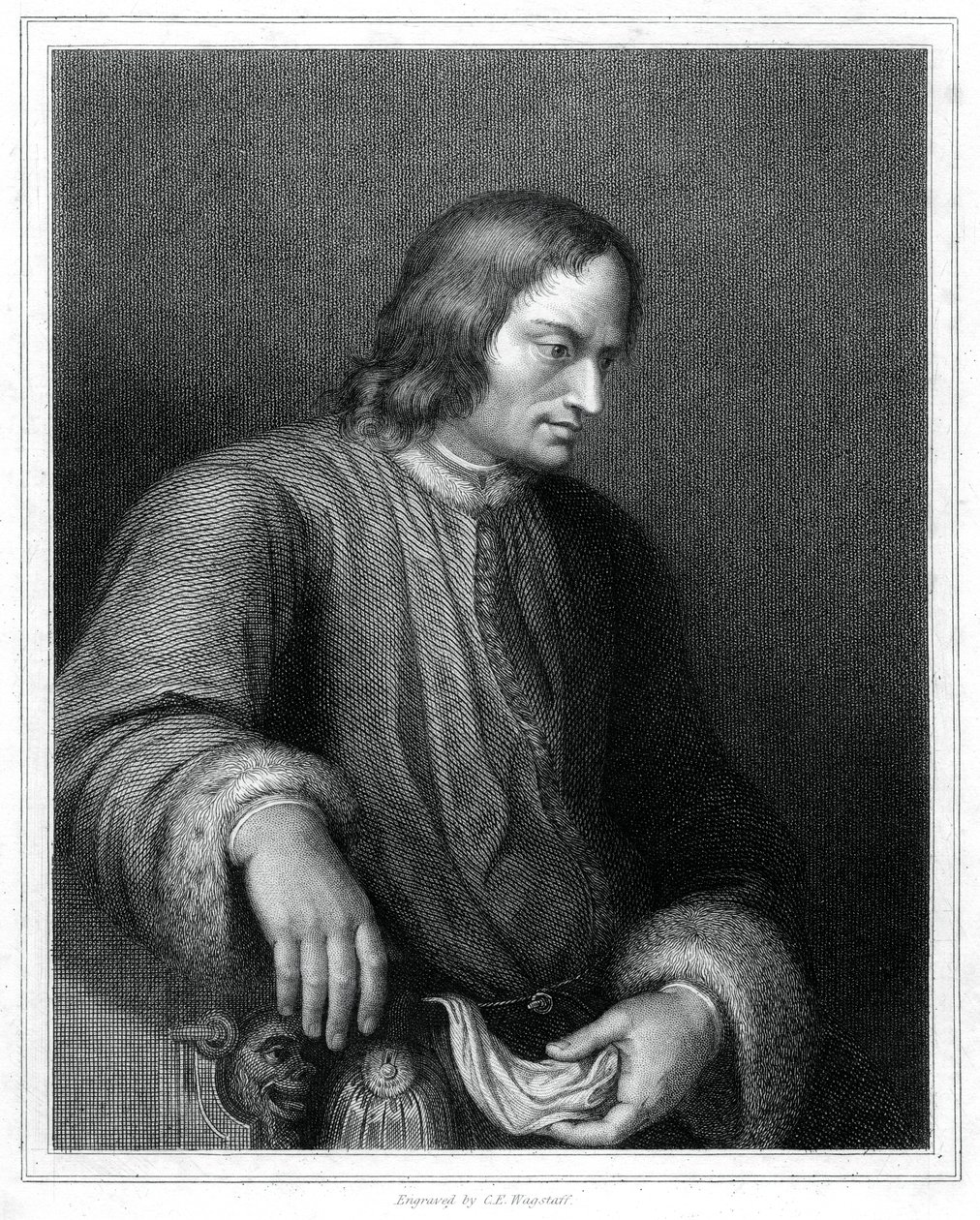 Lorenzo de Medici, italienischer Staatsmann und Herrscher der Florentiner Republik, 1833 von C. E. Wagstaff