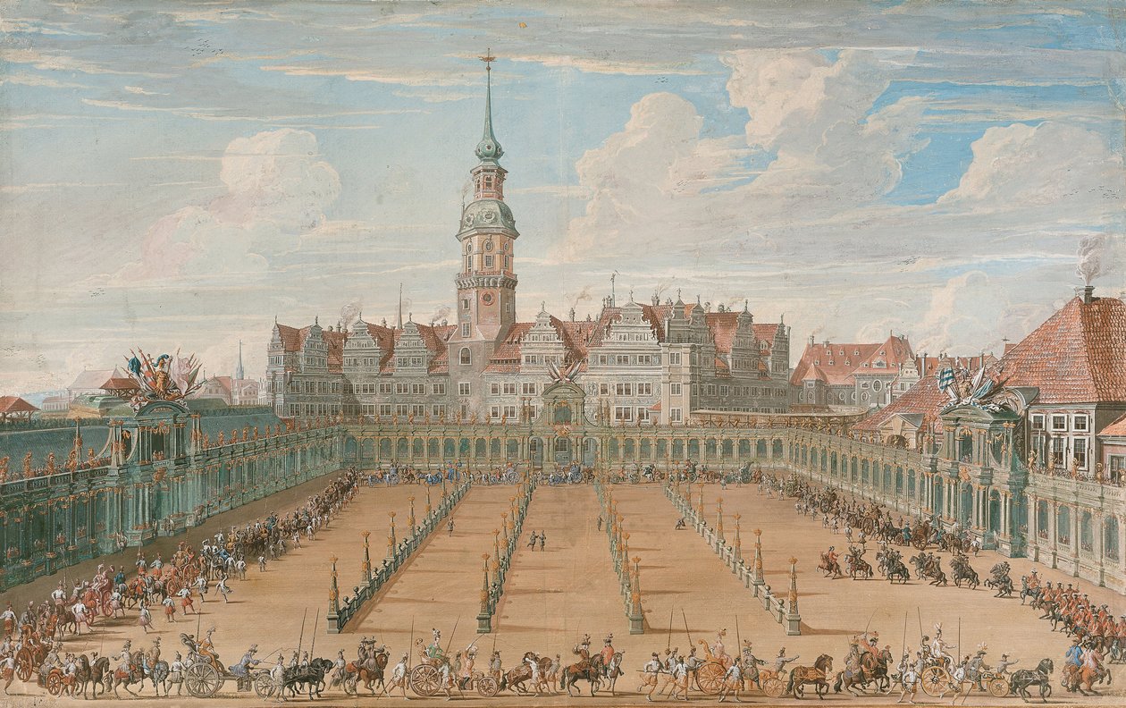Parade der Damenringrennen am 6. Juni 1709 in Dresden, 1710 von C. H. Fritzsche
