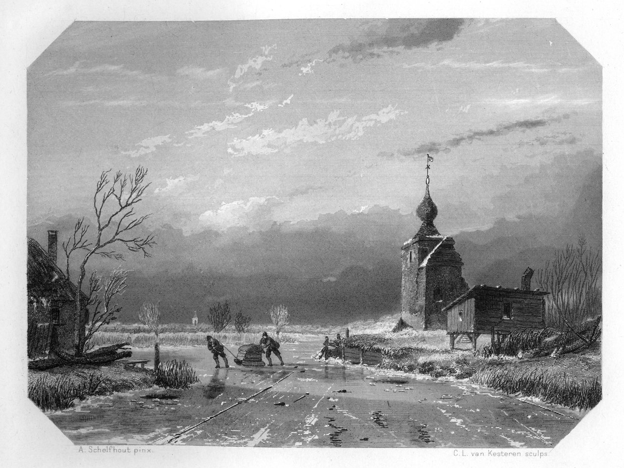 Der Winter von 1740, Niederlande, ca. 1870 von Domenico del Barbiere