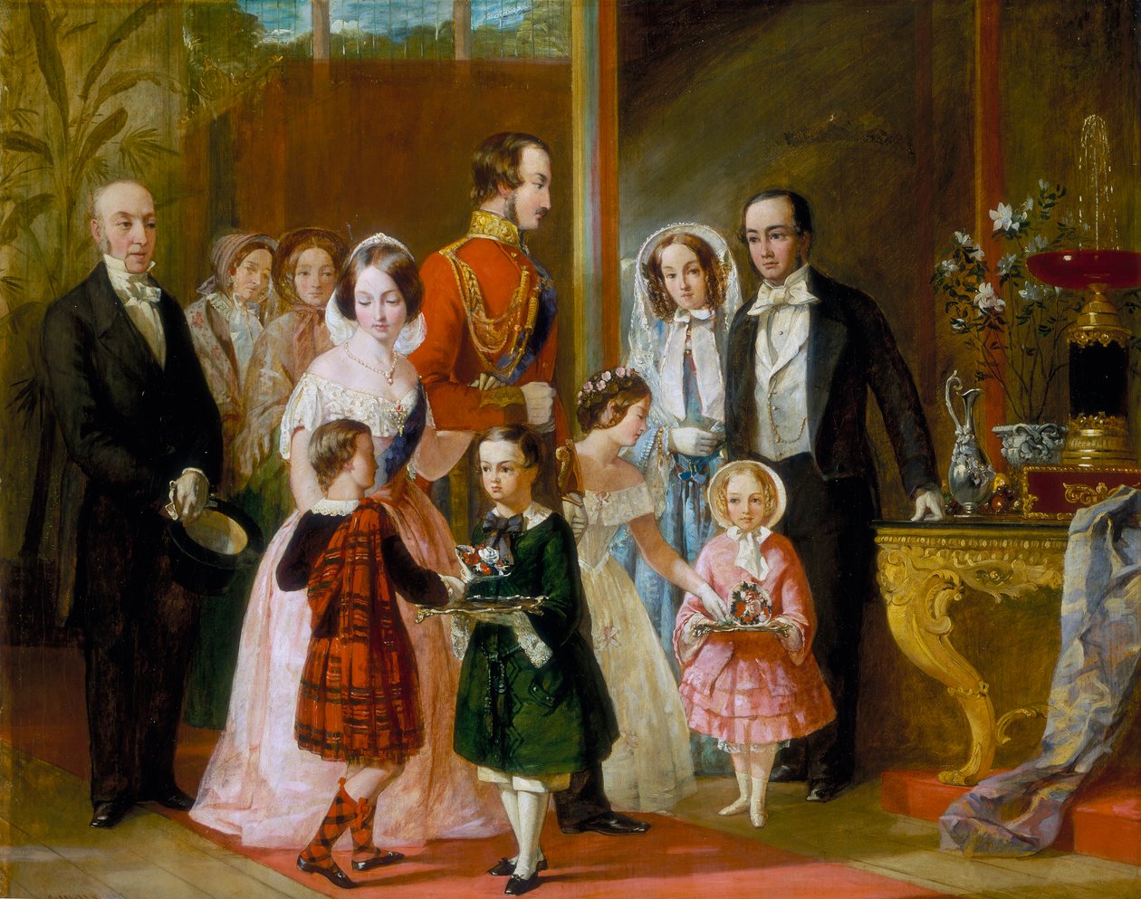 Thomas Younghusband und seine Familie treffen Königin Victoria und ihre Familie im Crystal Palace, ca. 1854 von C Wells