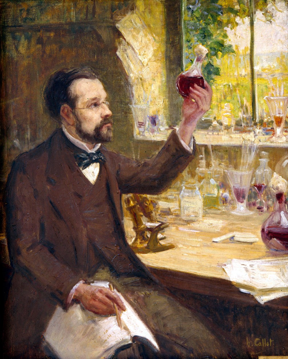 Louis Pasteur studiert die Gärung von Traubensaft von Callot Callot