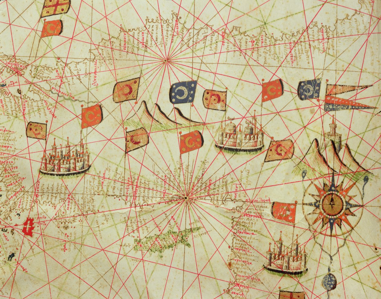 Die Küste der Türkei und Zyperns, aus einem nautischen Atlas des Mittelmeers und des Nahen Ostens von Calopodio da Candia