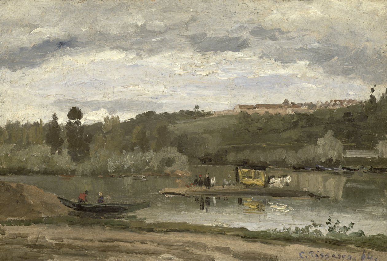 Fähre in Varenne-Saint-Hilaire, 1864 von Camille Jacob Pissarro