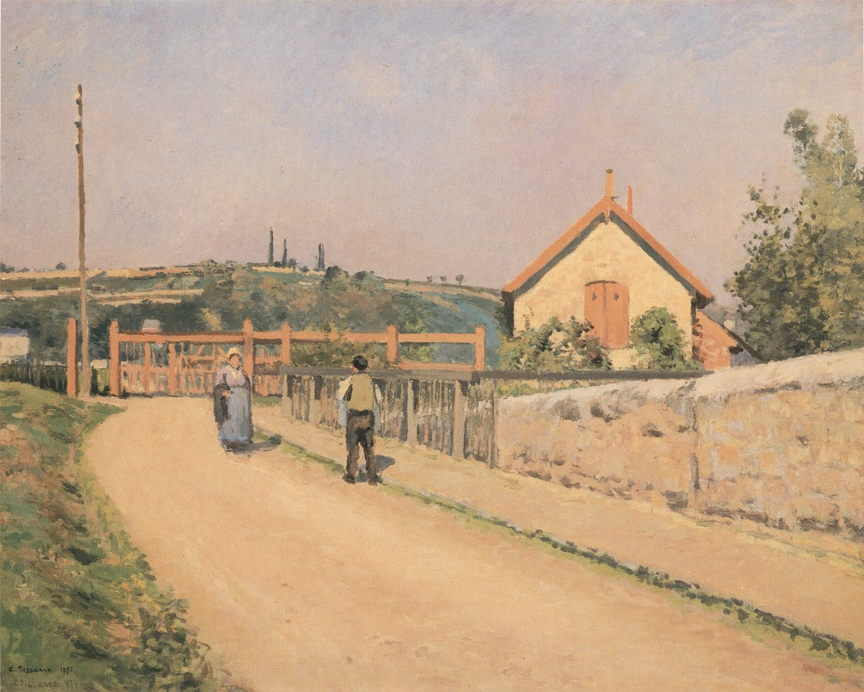 Die Eisenbahnschranke bei Pâtis nahe Pontoise von Camille Jacob Pissarro