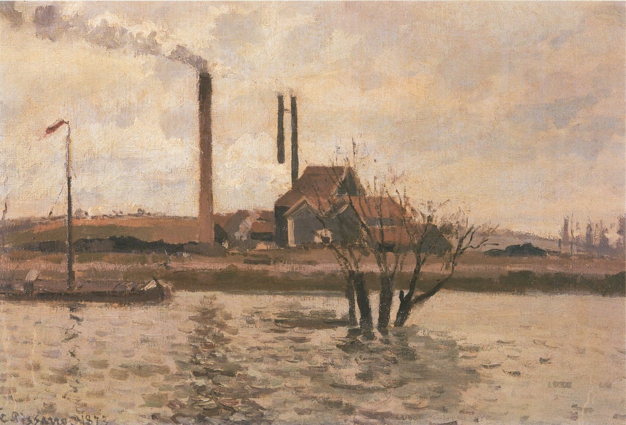 Das Hochwasser der Oise, Pontoise von Camille Jacob Pissarro