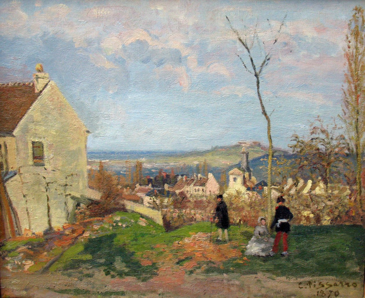 Louveciennes mit dem Mont Valérien im Hintergrund von Camille Jacob Pissarro