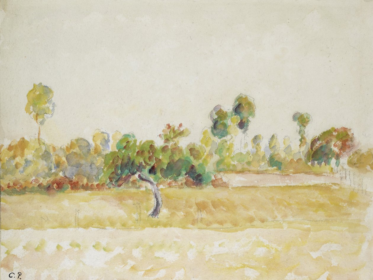 Studie des Obstgartens in Eragny-sur-Epte, gesehen vom Haus des Künstlers, ca. 1886 - 1890 von Camille Jacob Pissarro