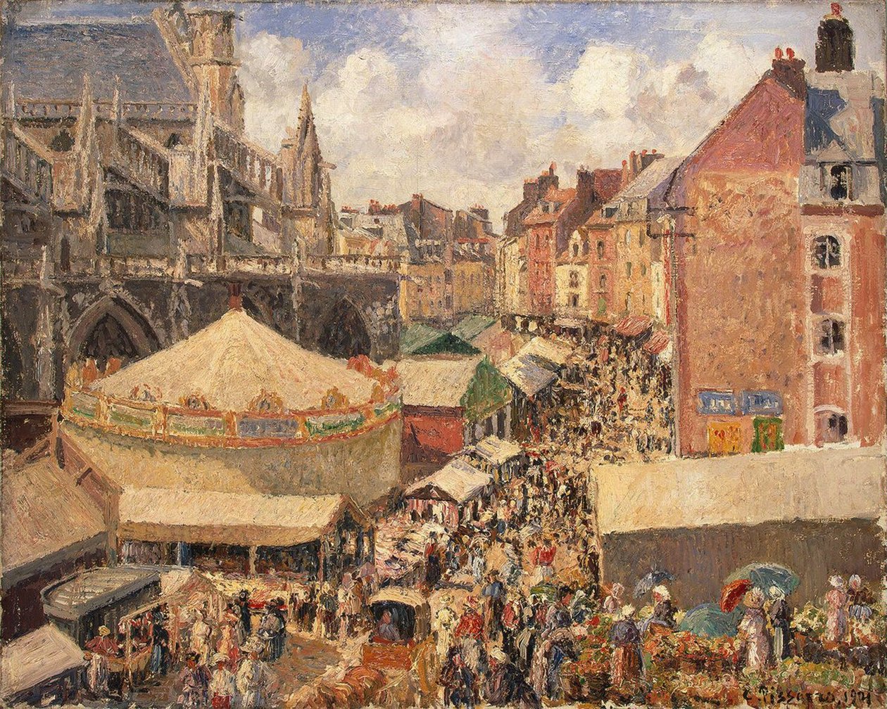 Der Jahrmarkt in Dieppe, sonniger Morgen, 1901 von Camille Jacob Pissarro