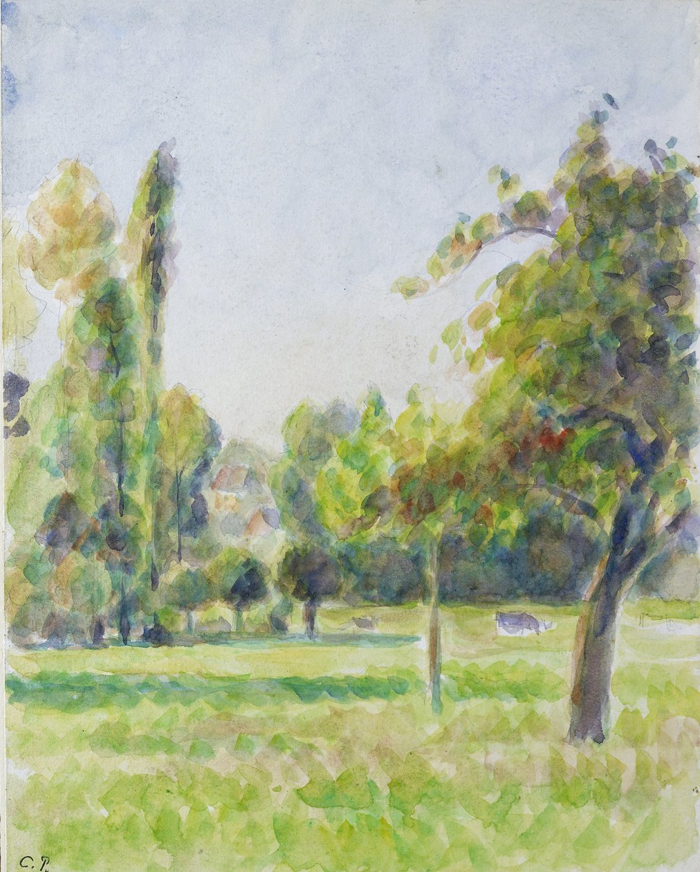 Studie des Obstgartens des Hauses des Künstlers in Eragny-sur-Epte, ca. 1890 von Camille Jacob Pissarro