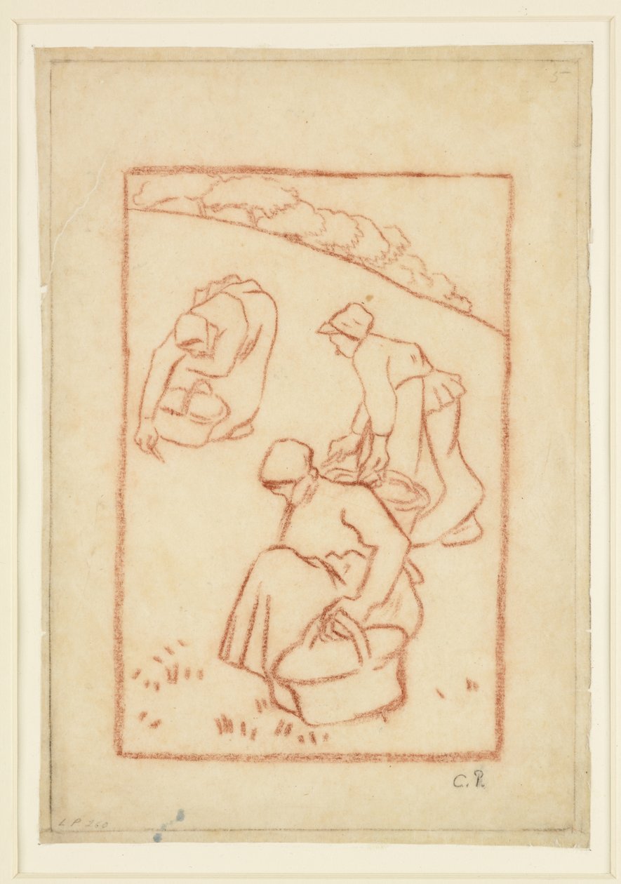 Kompositionsstudie für "Frauen, die Gras jäten" von Camille Jacob Pissarro