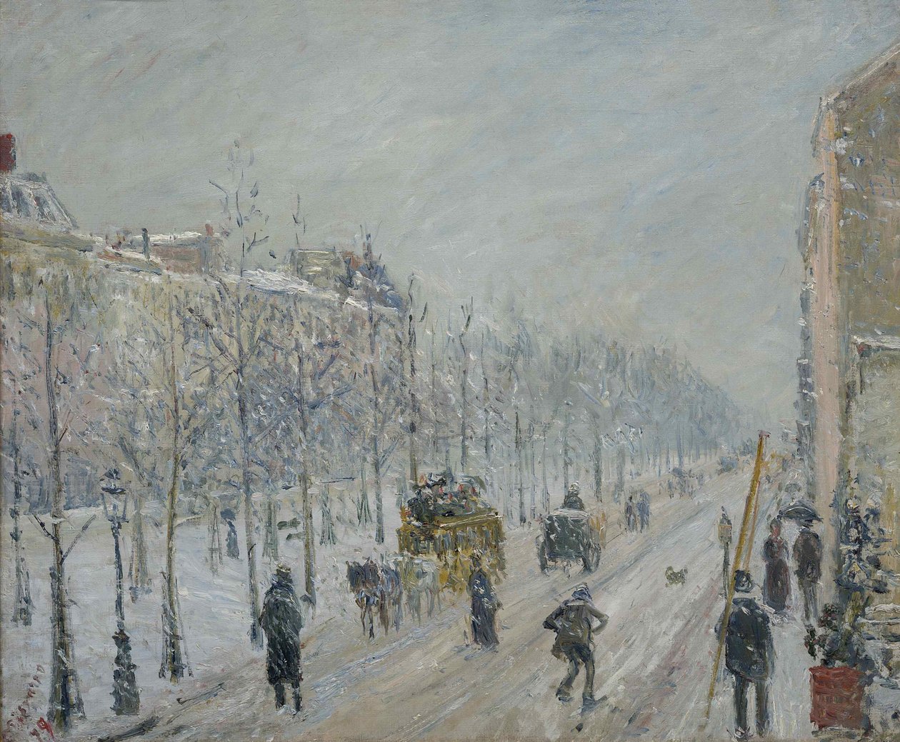 Les Boulevards, extérieurs, effet de neige, 1879 von Camille Jacob Pissarro