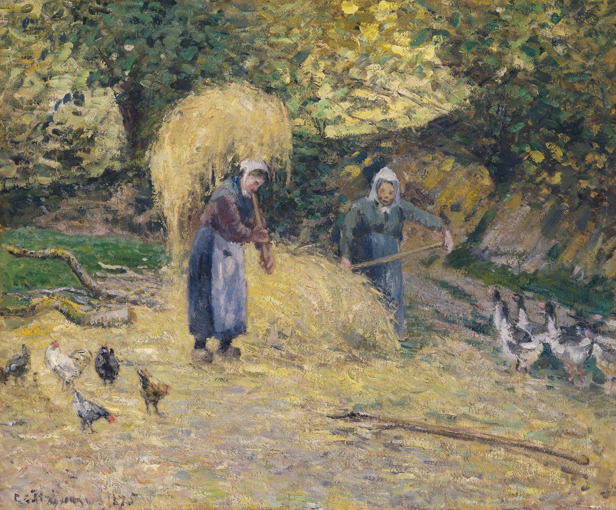 Bauern beim Strohschleppen, Montfoucault, 1875 von Camille Jacob Pissarro