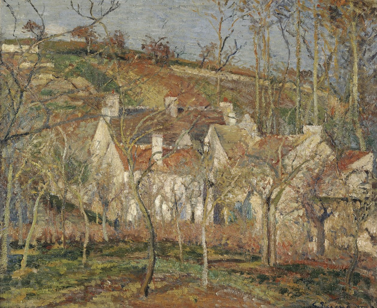 Rote Dächer, Ecke eines Dorfes, Winter, 1877 von Camille Jacob Pissarro