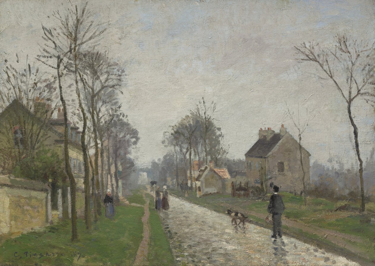 Route de Versailles, Louveciennes, Regeneffekt, 1870 von Camille Jacob Pissarro