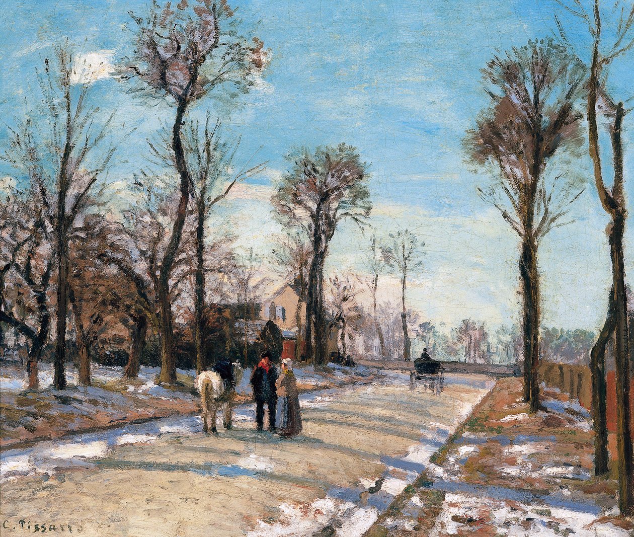 Route de Versailles, Louveciennes, Wintersonne und Schnee von Camille Jacob Pissarro