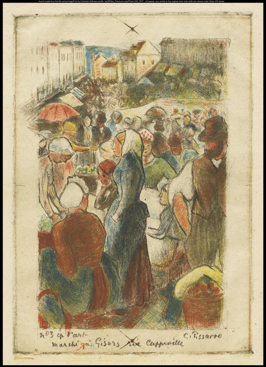 Der Gisors-Markt, Rue Cappeville, ca. 1894 von Camille Jacob Pissarro