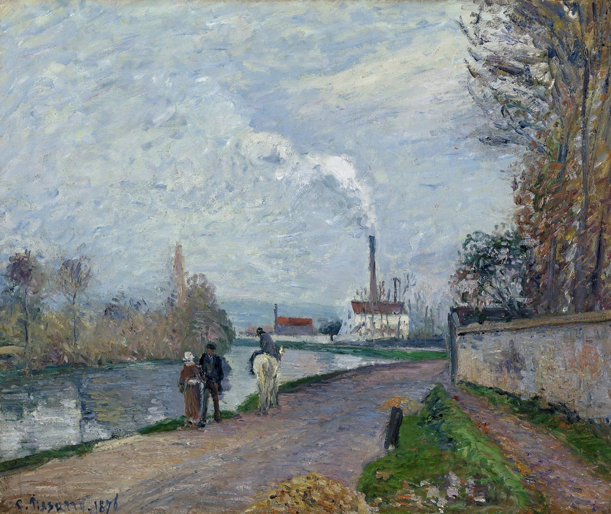 Die Oise bei Pontoise bei grauem Wetter, 1876 von Camille Jacob Pissarro