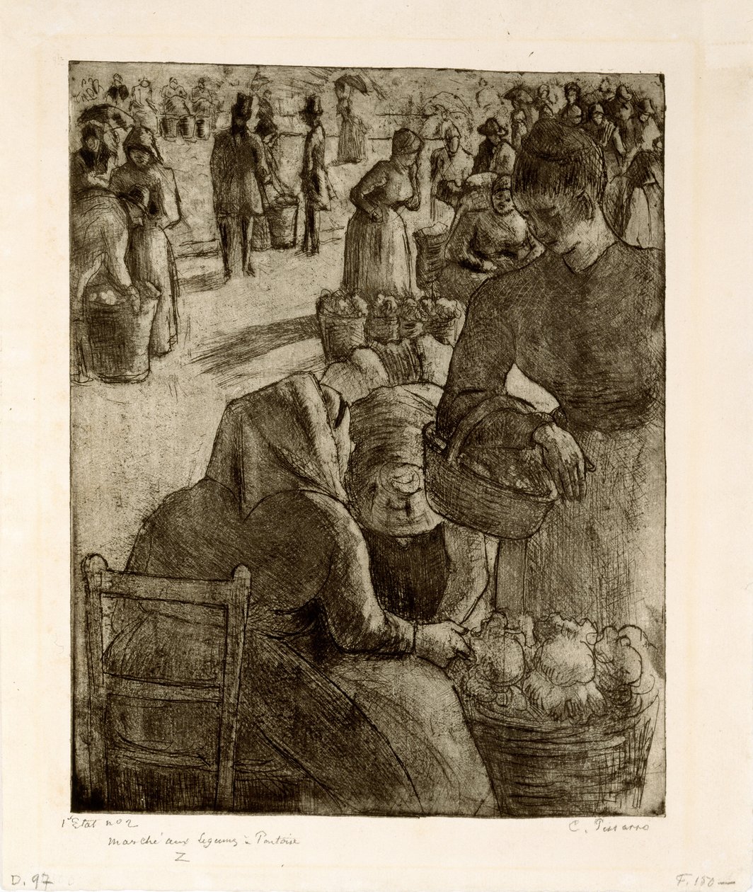 Der Gemüsemarkt in Pontoise, 1891 von Camille Jacob Pissarro