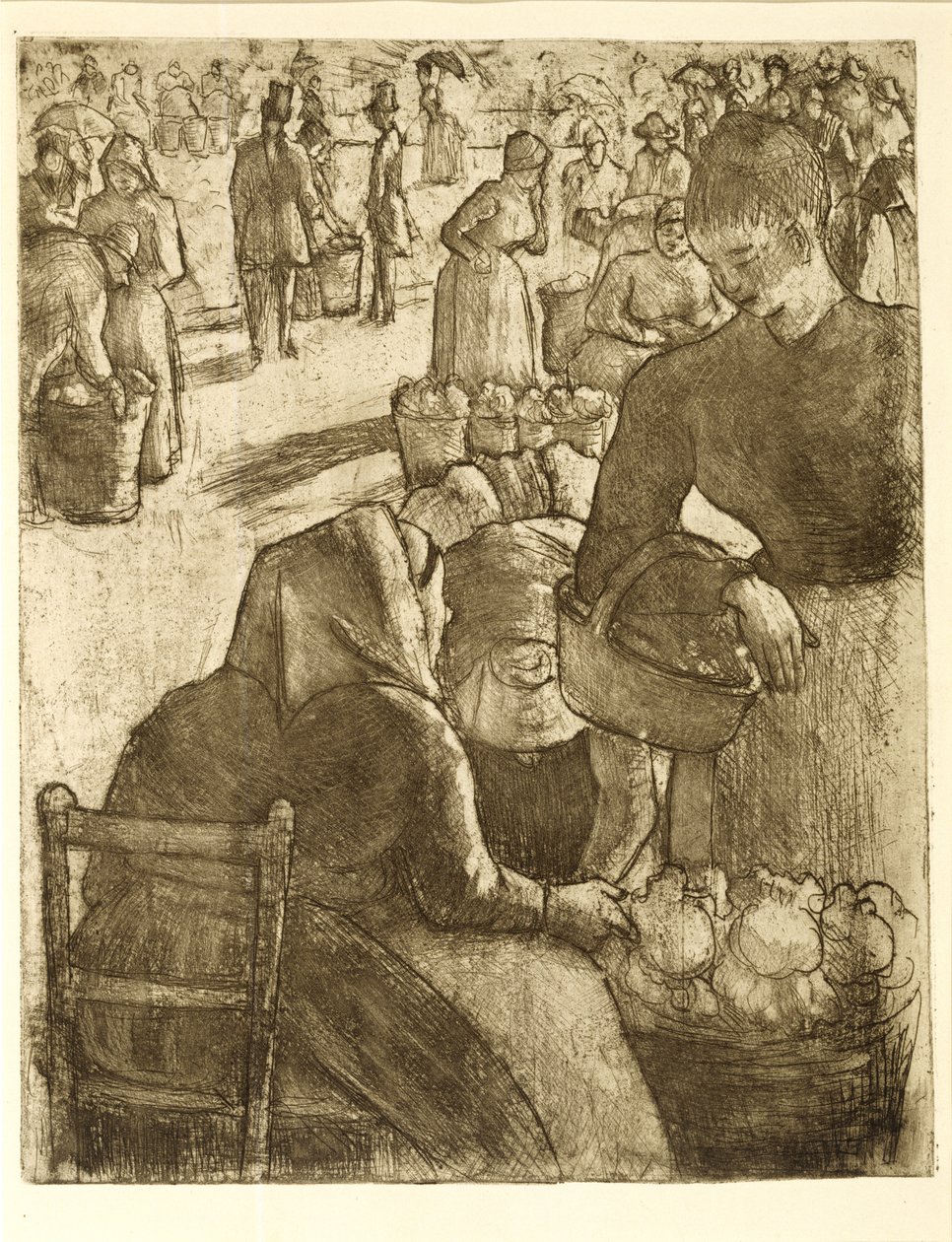 Gemüsemarkt in Pontoise, 1891 von Camille Jacob Pissarro