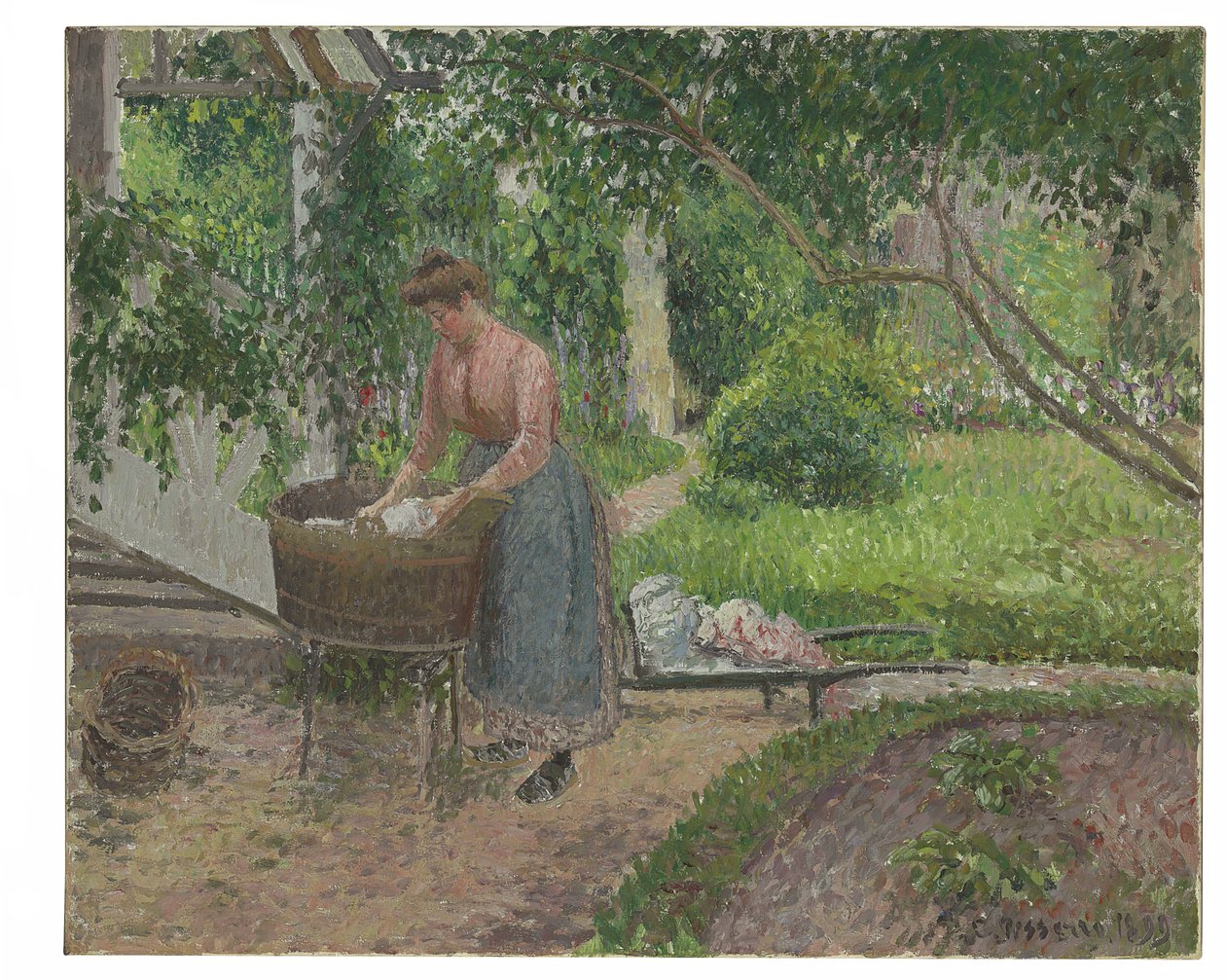 Wäscherin im Garten von Eragny, 1899 von Camille Jacob Pissarro
