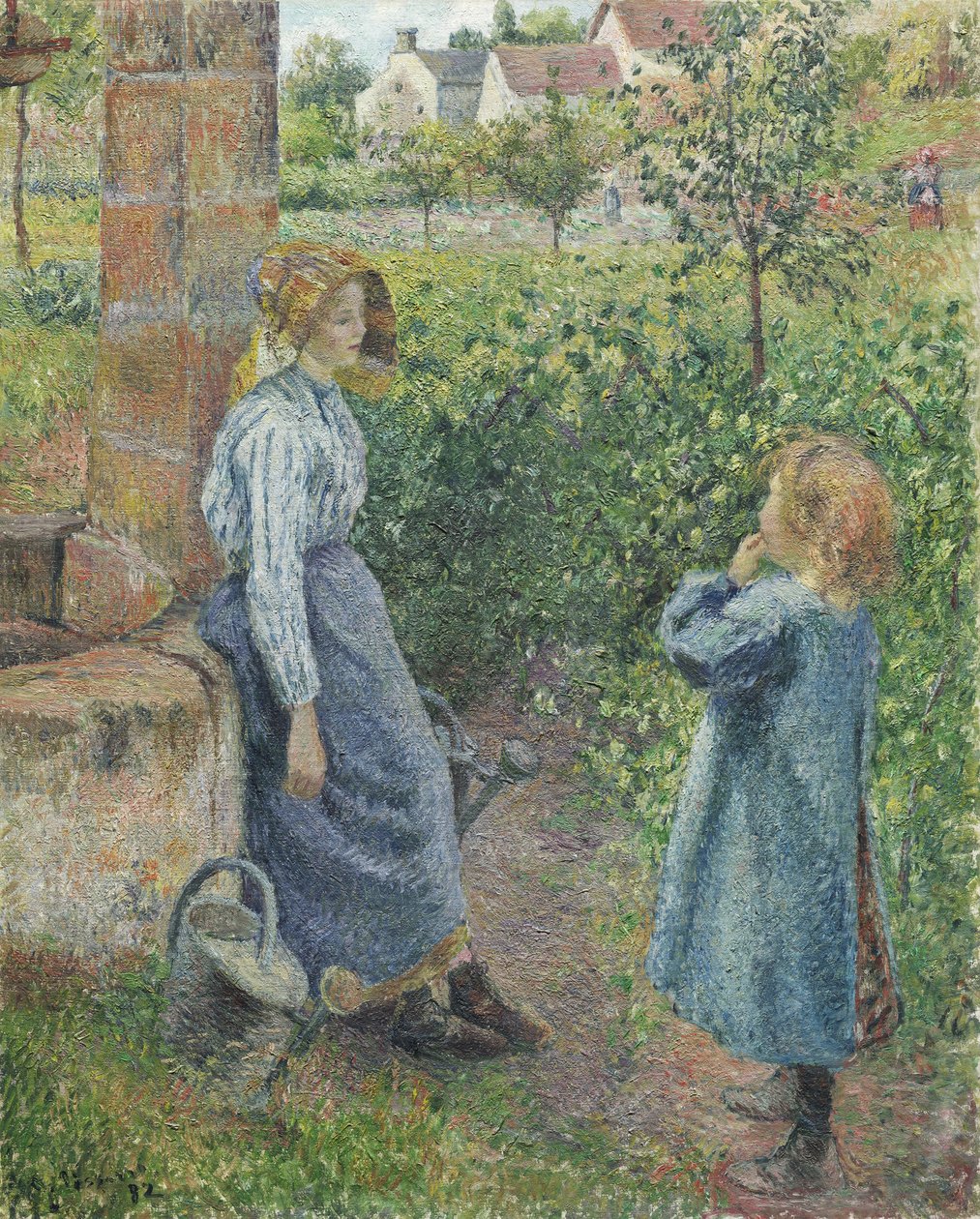 Frau und Kind am Brunnen von Camille Jacob Pissarro