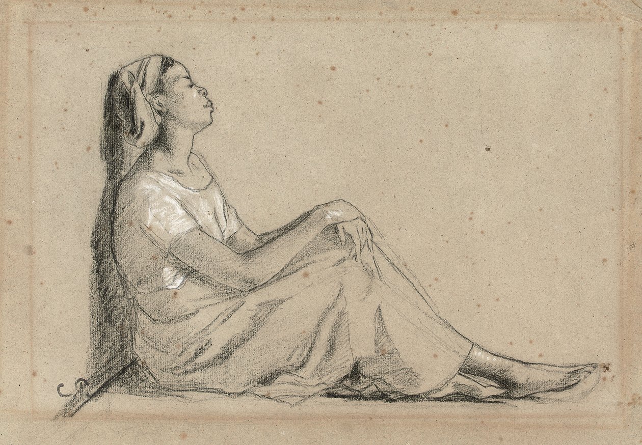 Junge schwarze Frau sitzt von Camille Jacob Pissarro