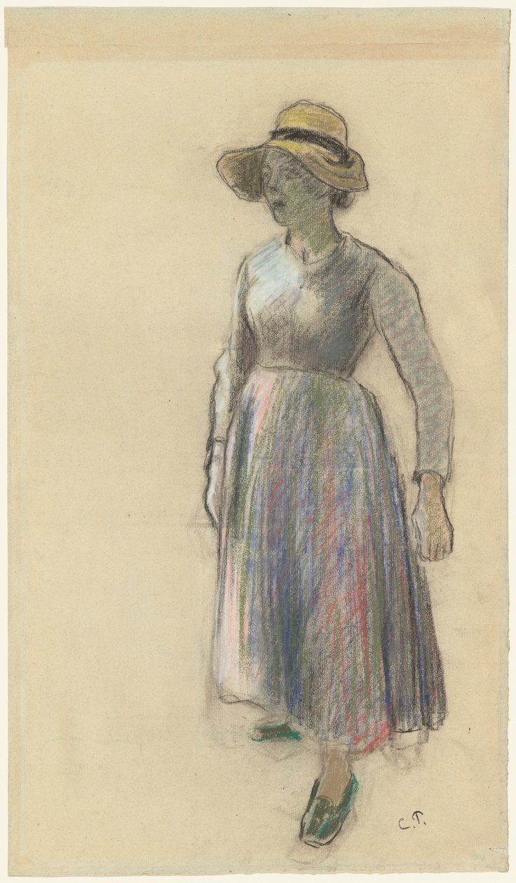Ein Bauernmädchen mit Strohhut, ca. 1892 von Camille Pissarro