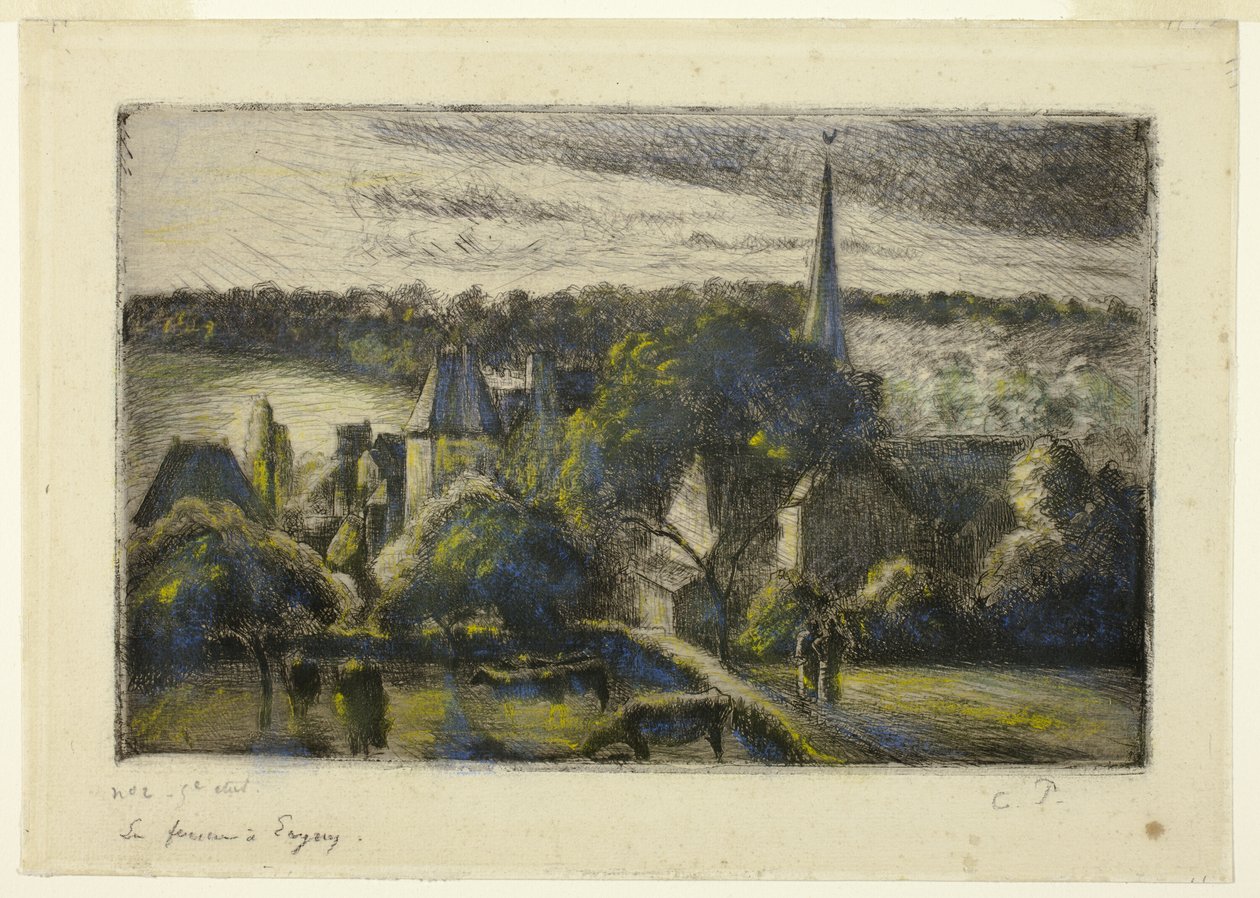 Kirche und Bauernhof in Éragny von Camille Pissarro