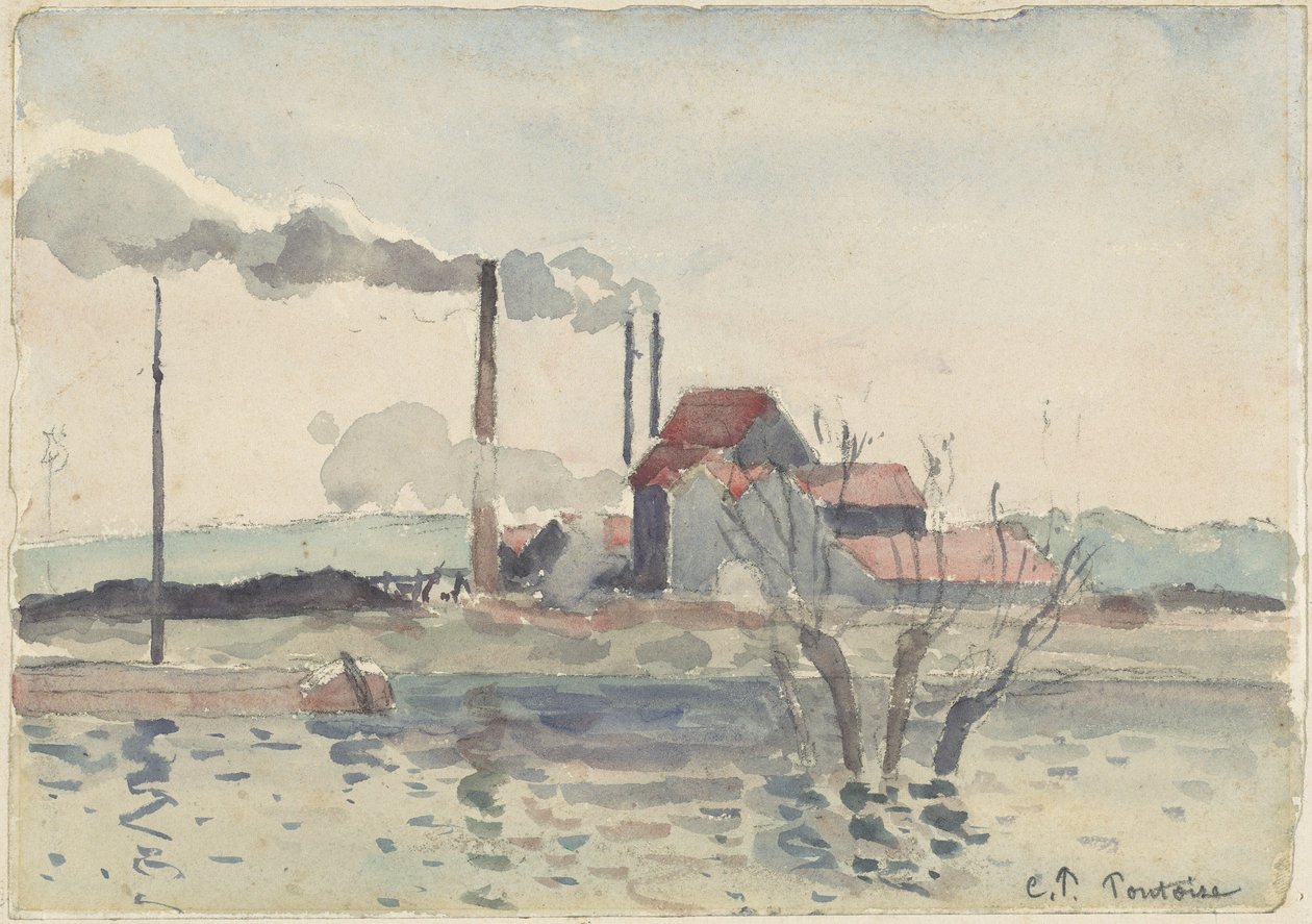 Fabrik an der Oise in Pontoise, 1873 von Camille Pissarro