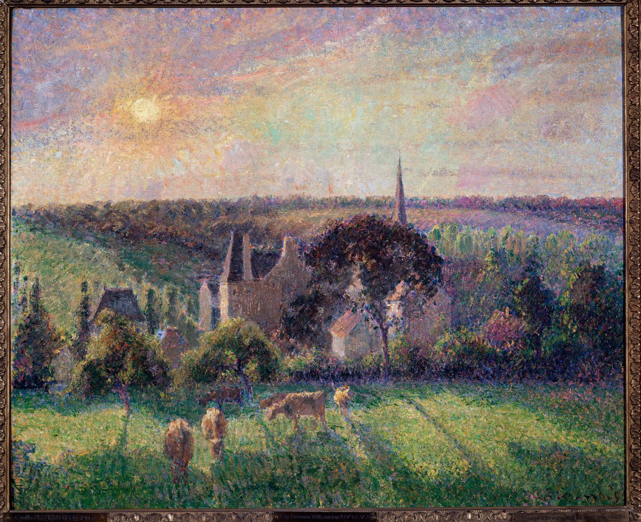 Landschaft in Eragny, Kirche und Bauernhof von Camille Jacob Pissarro