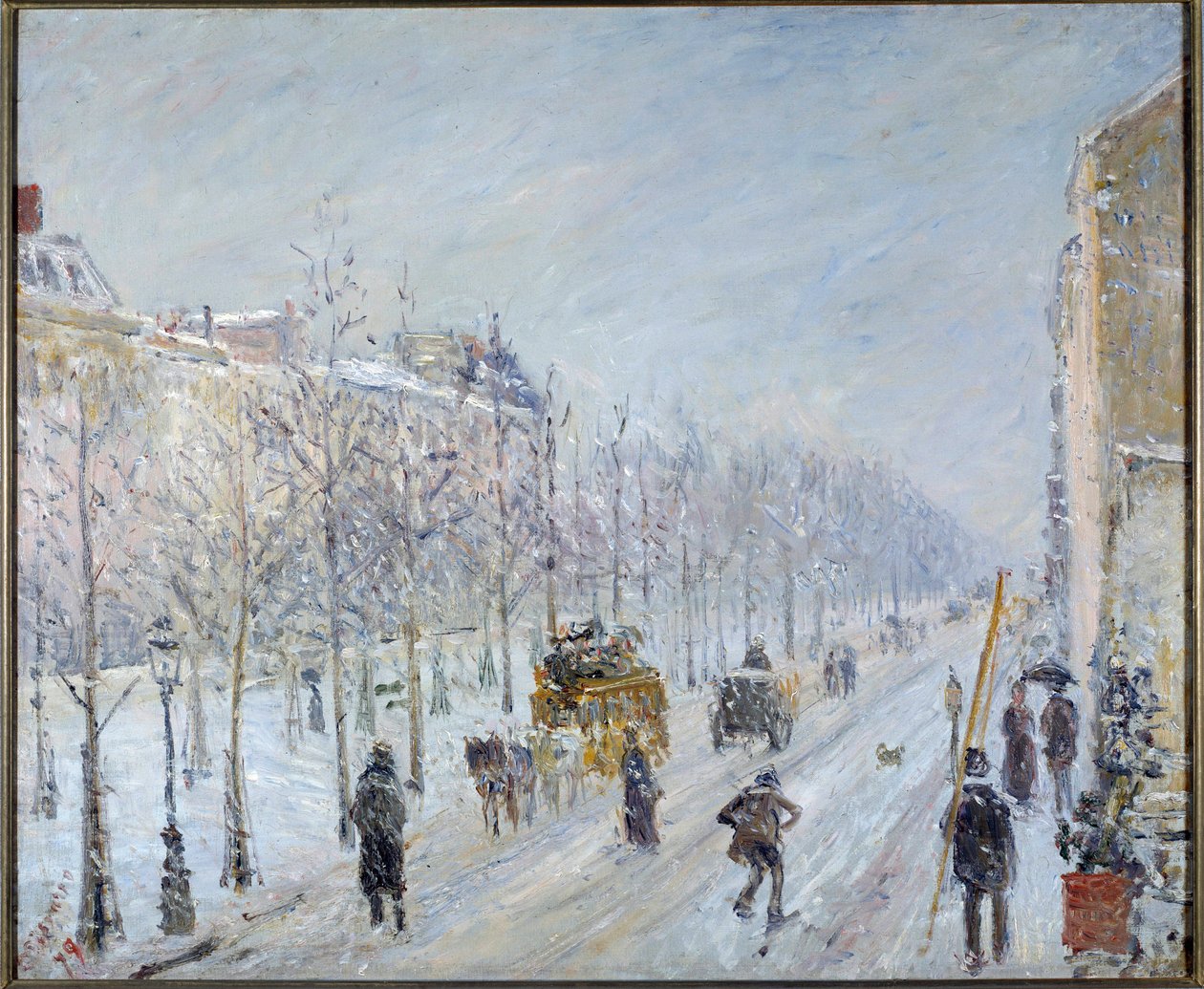 Pariser Boulevard mit Schnee von Camille Pissarro