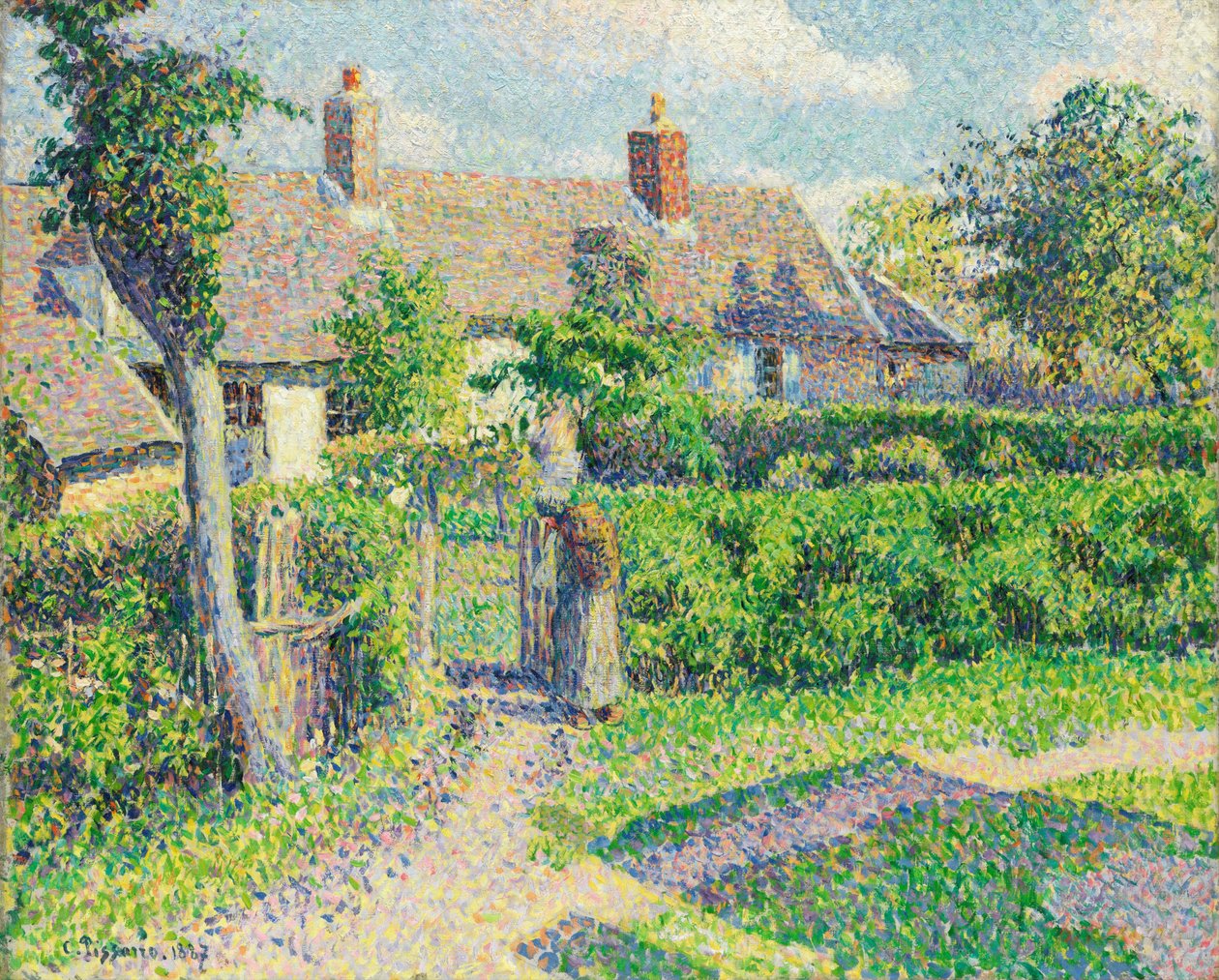 Bauernhäuser, Eragny, 1887 von Camille Jacob Pissarro