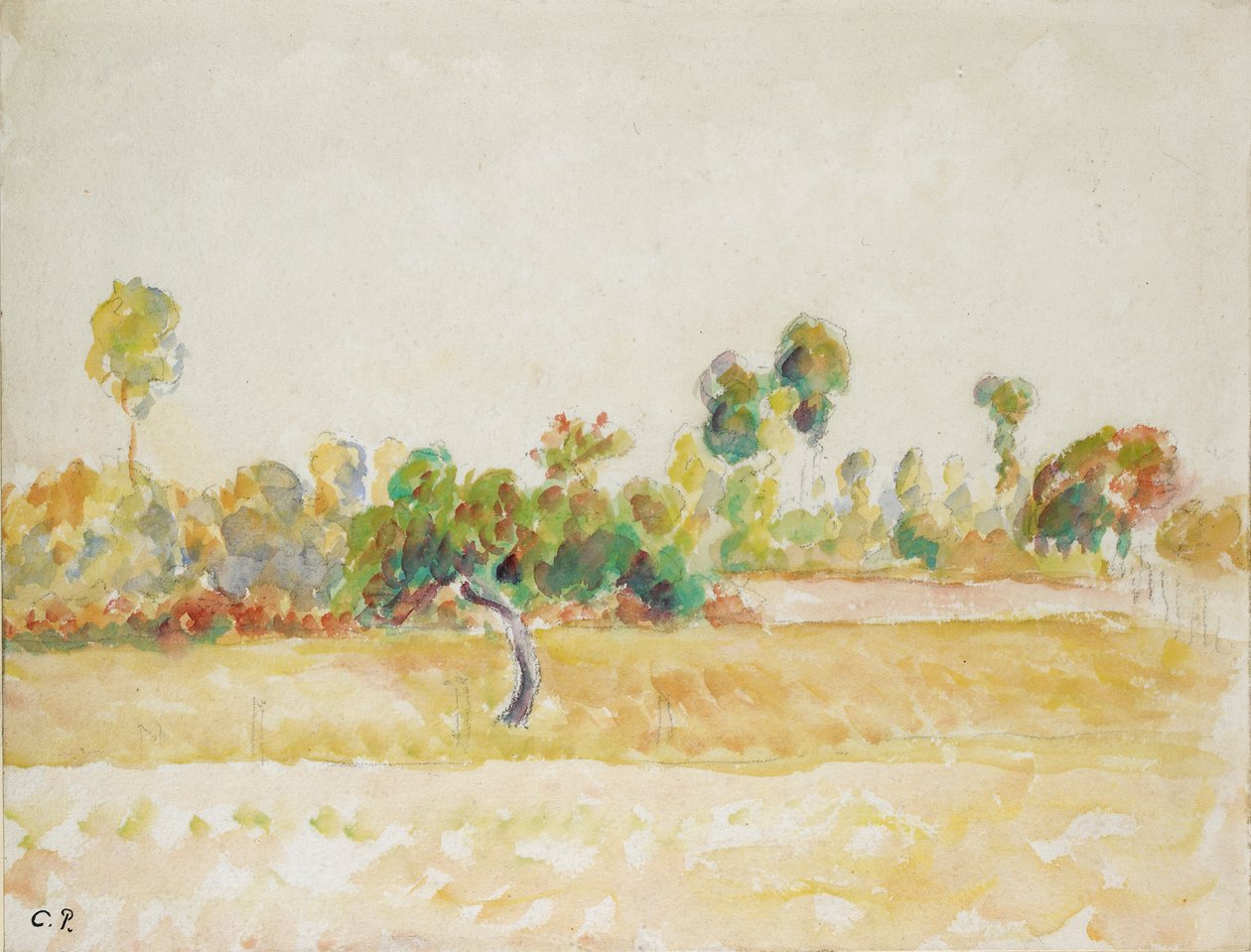 Studie des Obstgartens in Eragny-sur-Epte, gesehen vom Haus des Künstlers, ca. 1886-1890 von Camille Pissarro